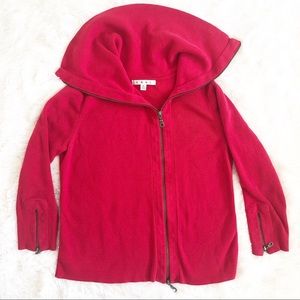 CABI RED ASYMMETRICAL ZIP UP/DOWN SWEATER